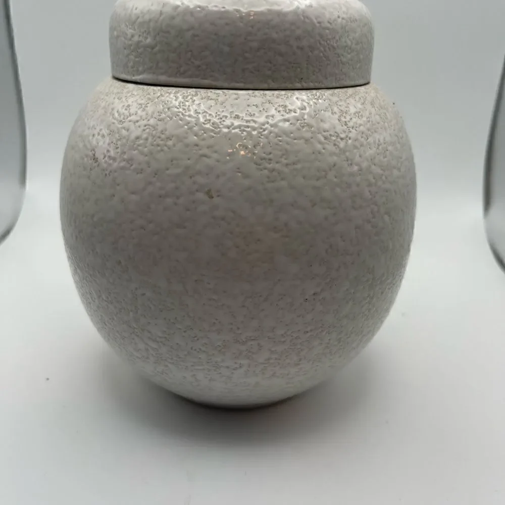 White Red Black Ginger Jar Vintage
